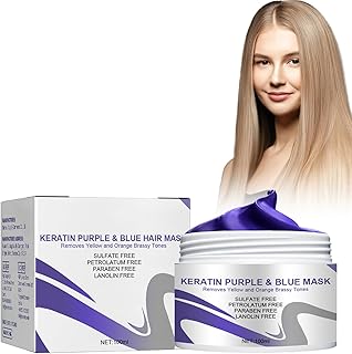 Acondicionador Antiamarillo Color Purple, 100ml Mascarilla Morada Con Keratina Mascarilla De Pelo Morado Máscara Para El Cabello Dañado, Acondicionador Y Reparación De Cabello Seco,Dañado Y Decolorado