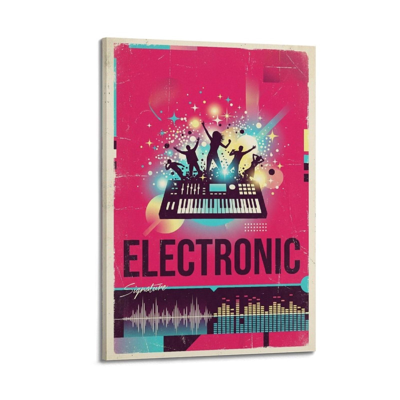 XKUGA Poster con stampa moderna su tela decorativa con musica elettronica, discoteca, discoteca, feste, decorazione artistica da parete ideale per famiglia, grotta degli uomini, sala giochi, camera da