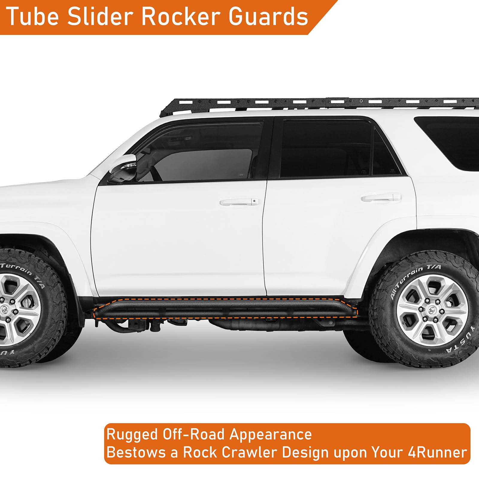 u-Box 2024 4Runner Rock Sliders Rocker Guard Nerf Bar Compatible with 2010-2024 Toyota 4Runner 5th Gen (Exclude Limited, Nightshade, TRD Sport & 10-13 SR5), Tube Side Door Armor Rails