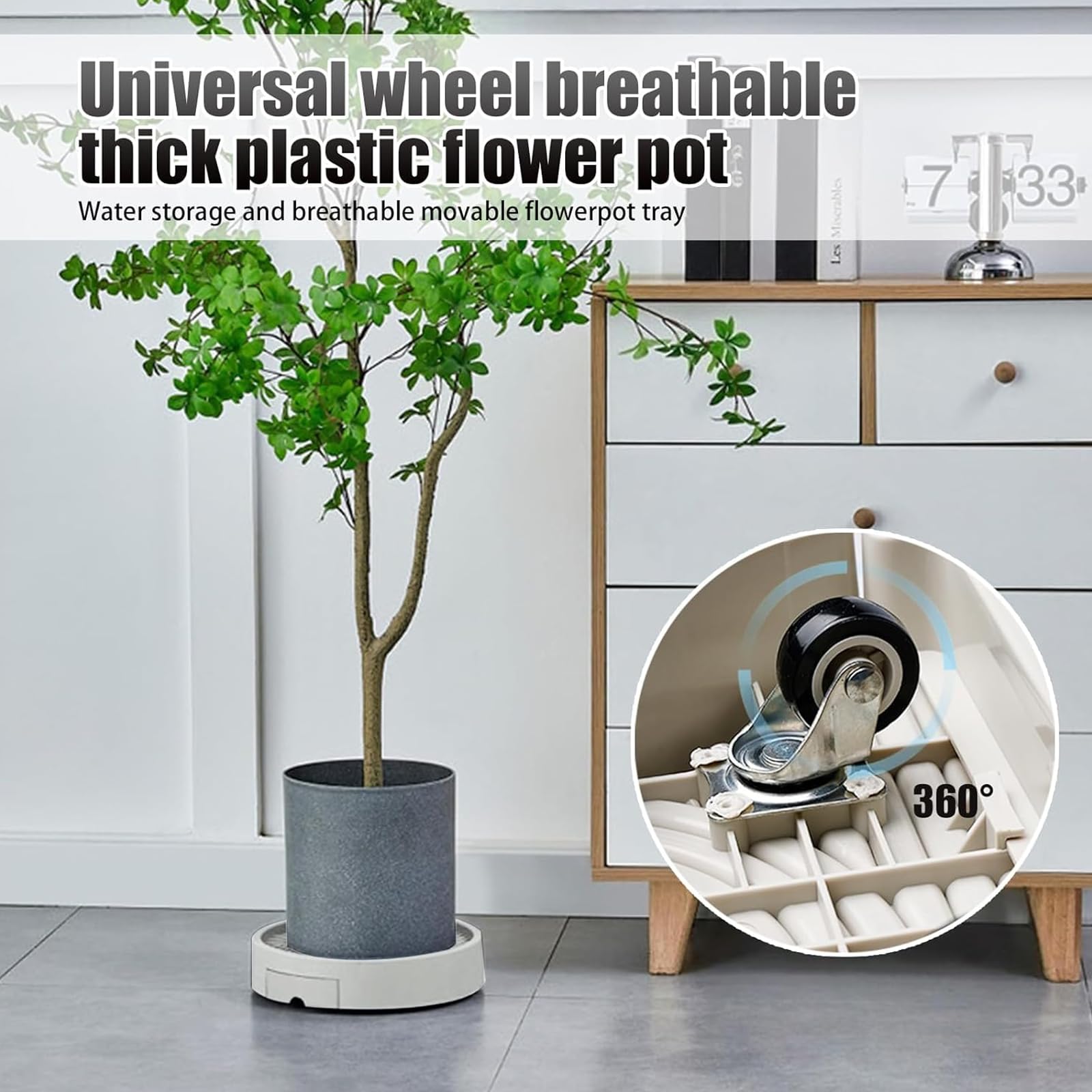Porte Plante à Roulettes Lot de 2 Supports de Pots de Fleurs 28 cm
