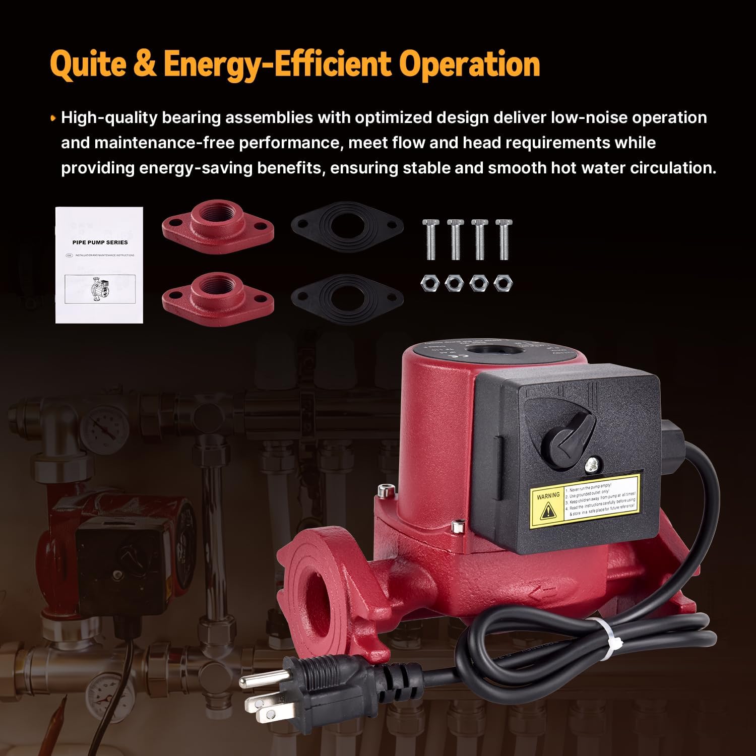 103252LF NBF-22 Water Circulator Pump Compatible with Bell & Gossett, Hot Water Recirculating Pump, 115V, 60Hz, 0.8A, 3/4",1/2",3/4",1",1-1/4"