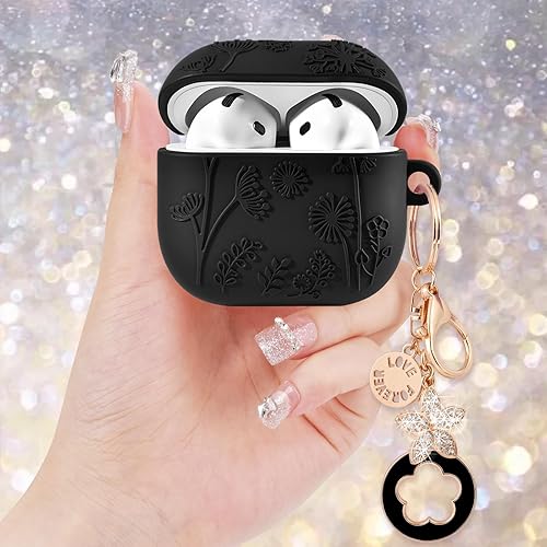 Miniatura 4 de Funda floral para Apple Airpods iPods 4, funda para mujer, VISOOM 2025 de silicona 3D Airpod iPod 4ª generación, fundas protectoras lindas con