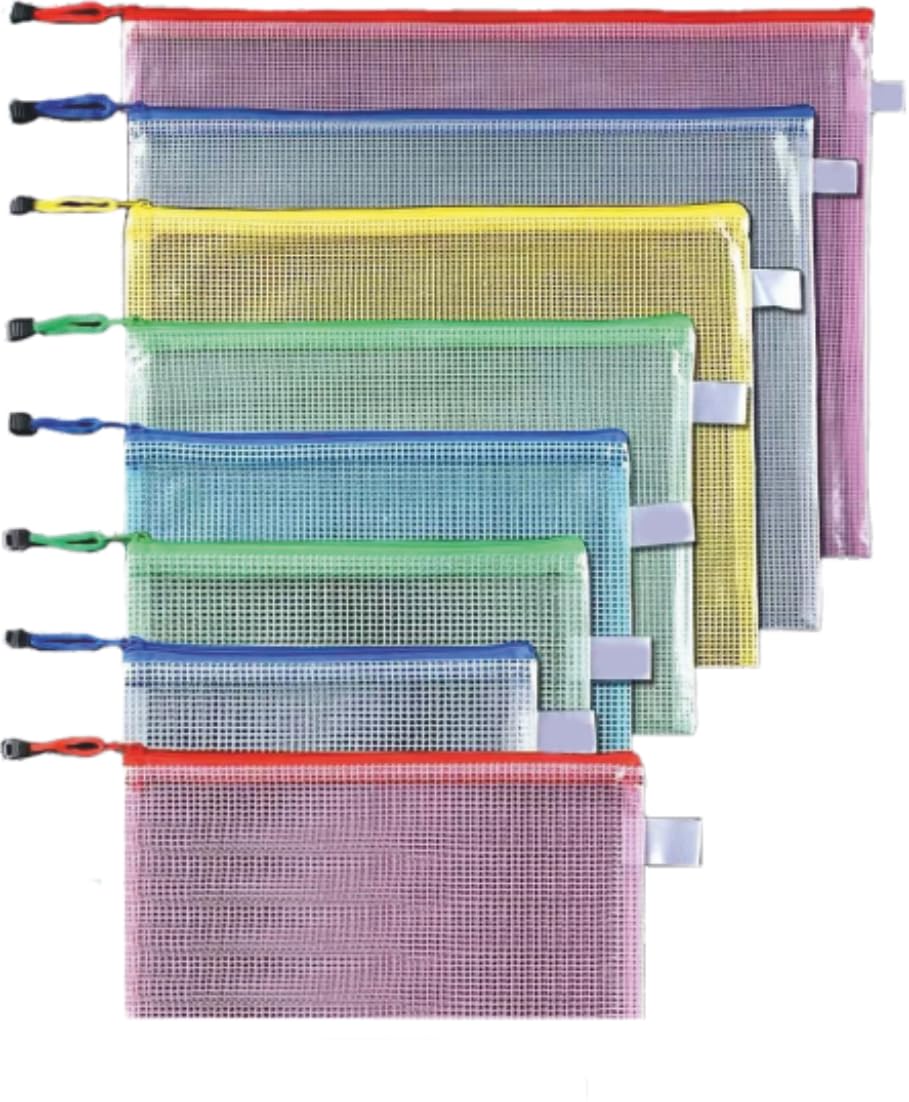 SAYA Waterproof Zipper Pouch Pack of 5 (A6 Size) – Versatile Zipper Pouches for Document Holder, Pen Pencil Case, Cosmetic Storage, and Travel Organizer in Assorted Random Colors-image-46