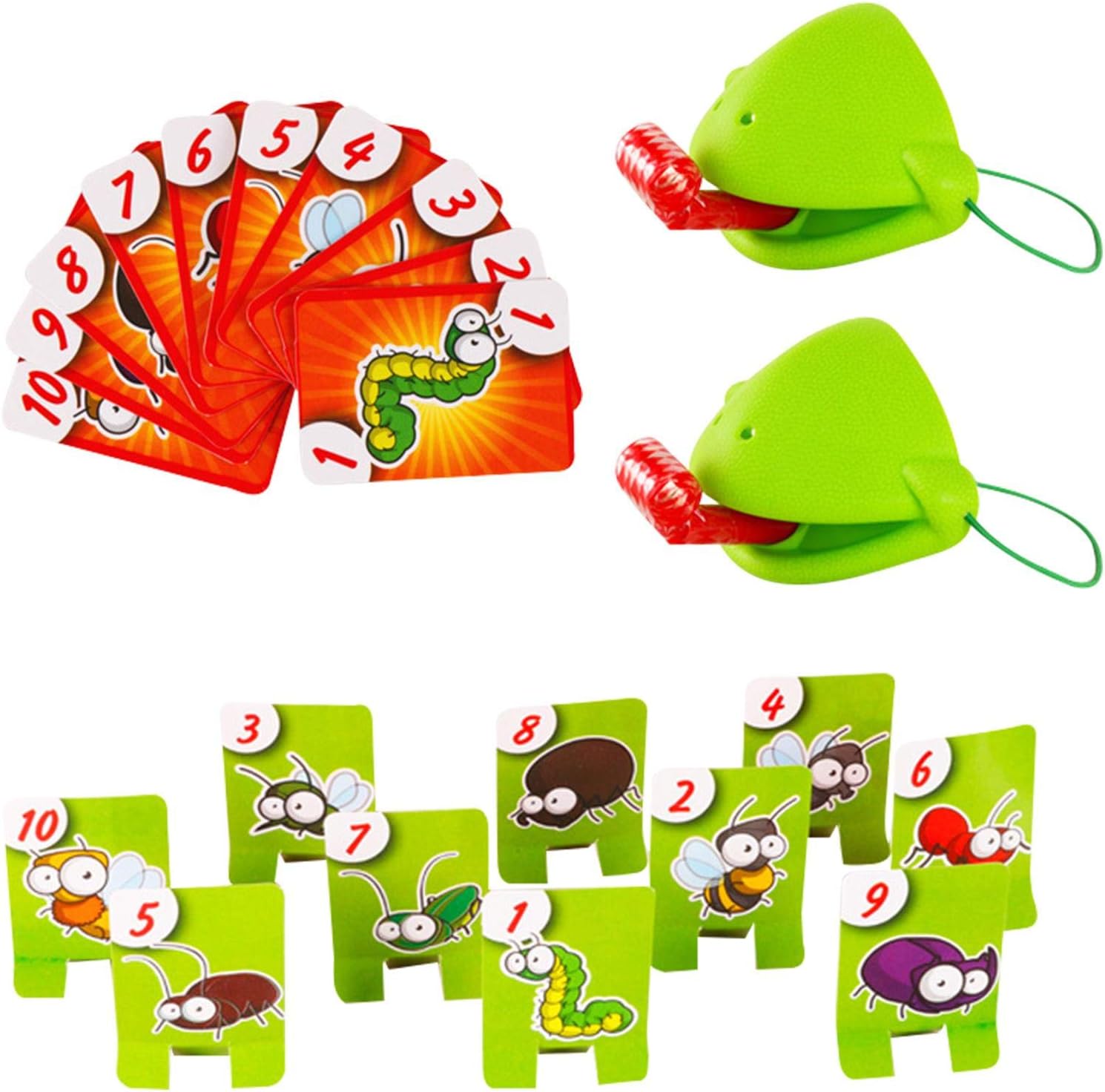 hemicala Tongue Catch Bugs Game Joint Game Family Board Game Take Card-Eat Pest Chameleon Sticking Tongue Out Desktop Toy for Kids Adults
