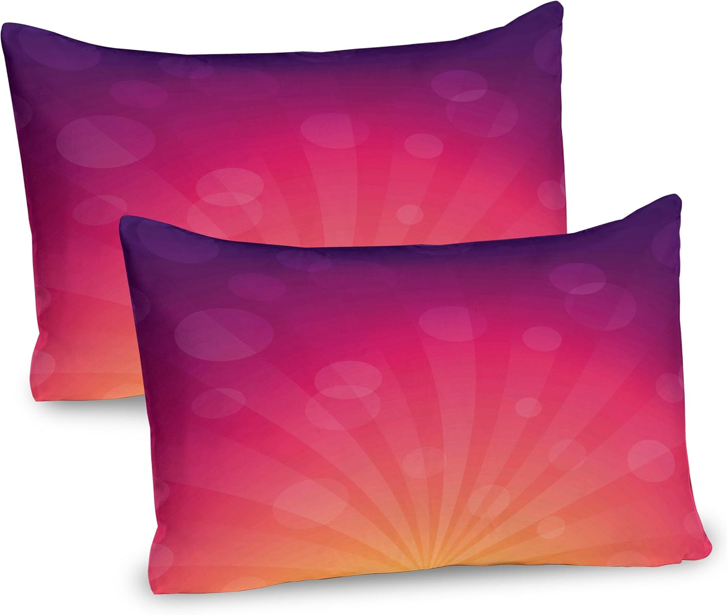 Ambesonne Orange and Pillow Sham Set of 2, Ombre Inspired Background with Colorful Design Circles and Banners, Quality Microfiber Bedding Item for All Seasons, 26" x 20", Orange Purple