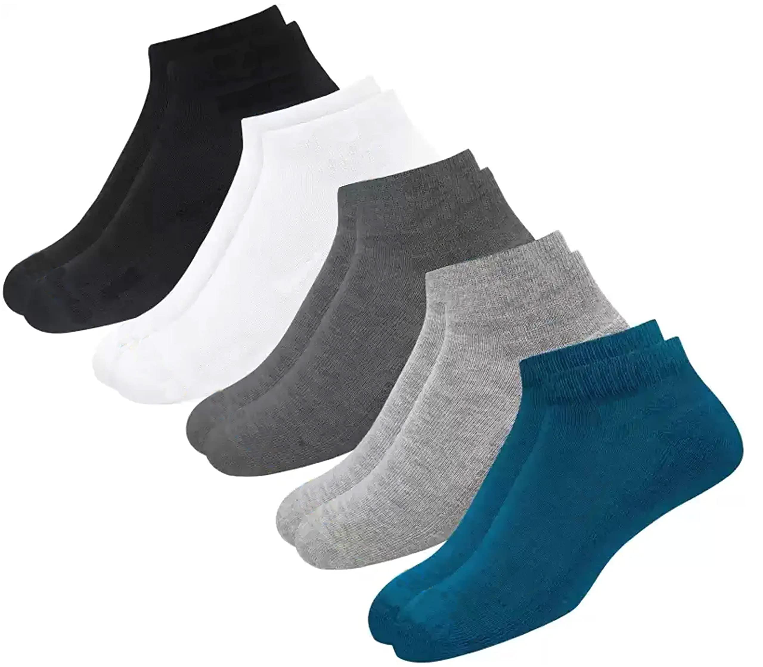 KRIJO Men's Women Regular Cotton Socks Sports Socks for Men and Women | Stylish Solid Cotton Ankle Length Socks | Pack of 5 (Free Size) Multicolor