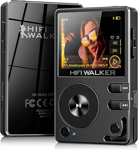 HIFI WALKER Reproductor de MP3 H2-128GB Bluetooth 5.2 Hi Res Reproductor de música Flac Digital DSD Reproductor de audio sin pérdida Reproductor de