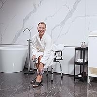 Vista 7 de ELENKER Silla de ducha giratoria para ducha interior, silla de baño giratoria ajustable y asiento de ducha giratorio de grado médico