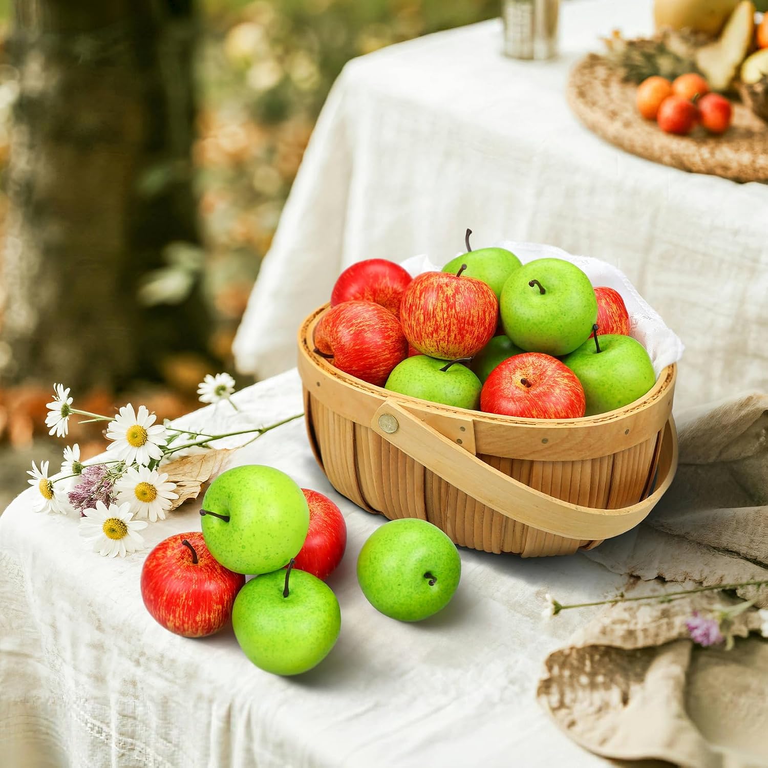 20 Pcs Fake Apples Decor, 2.1 Inch Artificial Fruits Mini Red Apples for Dining Table Centerpiece Decor, Faux Apple Fruits Decoration Home Kitchen Party Props (10 Pcs Red + 10 Pcs Green)