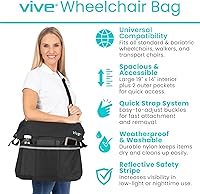 Vista 2 de Vive Bolsa de Accesorios para Silla de Ruedas XL - Impermeable, Resistente a los Arañazos, Doble Costura, Lavable a Máquina para Adultos, Personas