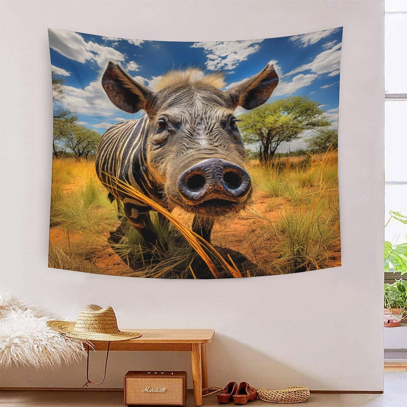 Tapisserie murale effet 3D sanglier sauvage grand tissu déco salon 180x230cm - 7