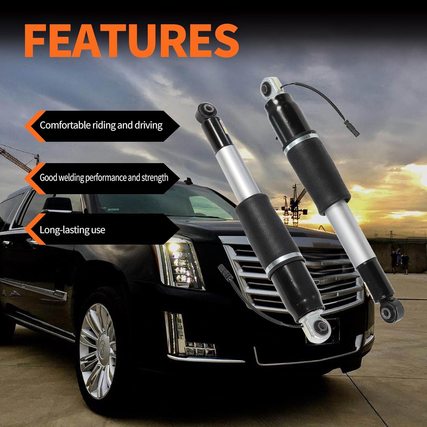 84176675 2PCS Rear Strut Shock Absorber Suspension Compatible with Escalade ESV Suburban Tahoe Yukon XL 5.3L 6.2L V8 2015-2020 23151122 23267007