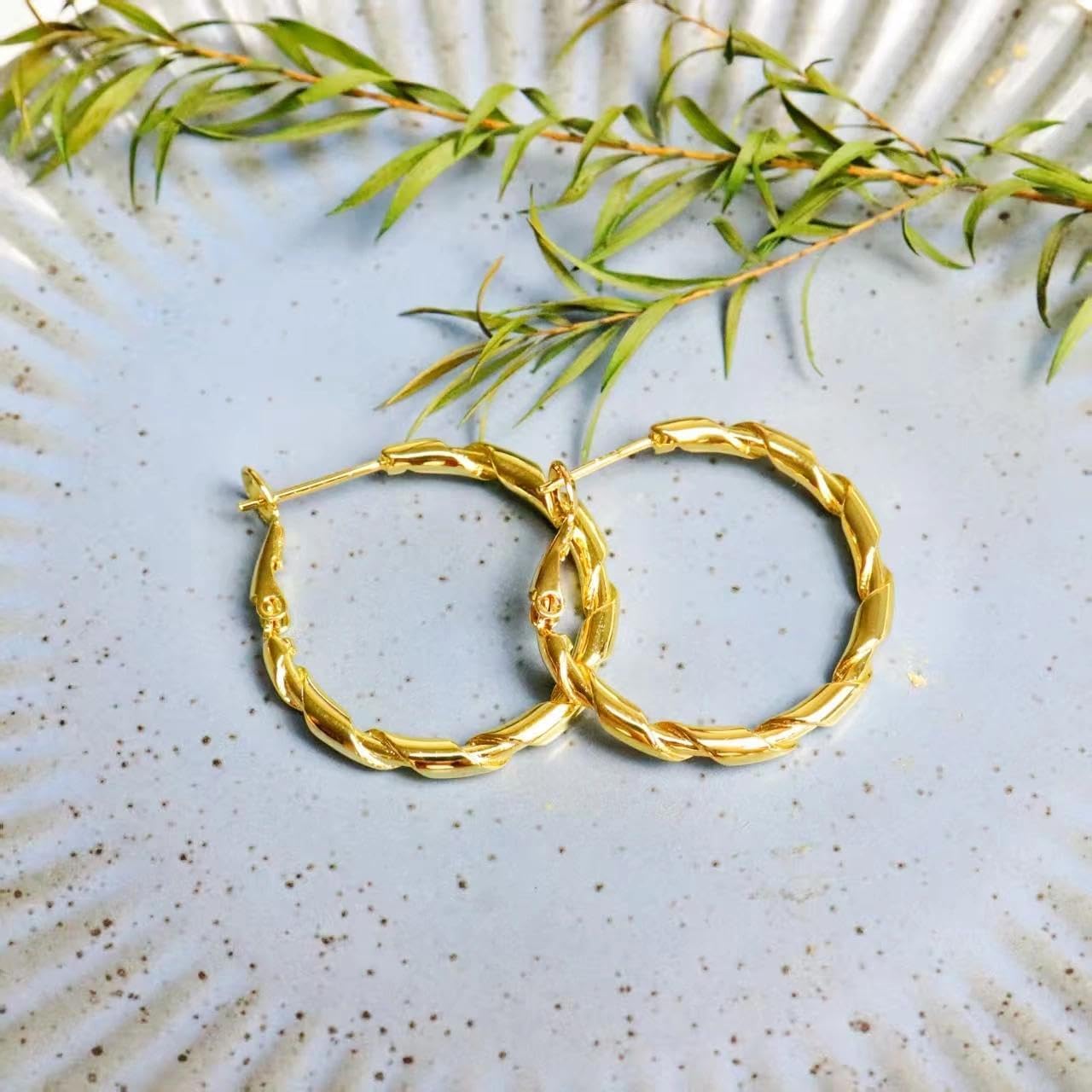 ToHeart Gold Silver Twisted Hoop Earrings for Women Birthday Gift - Image 3