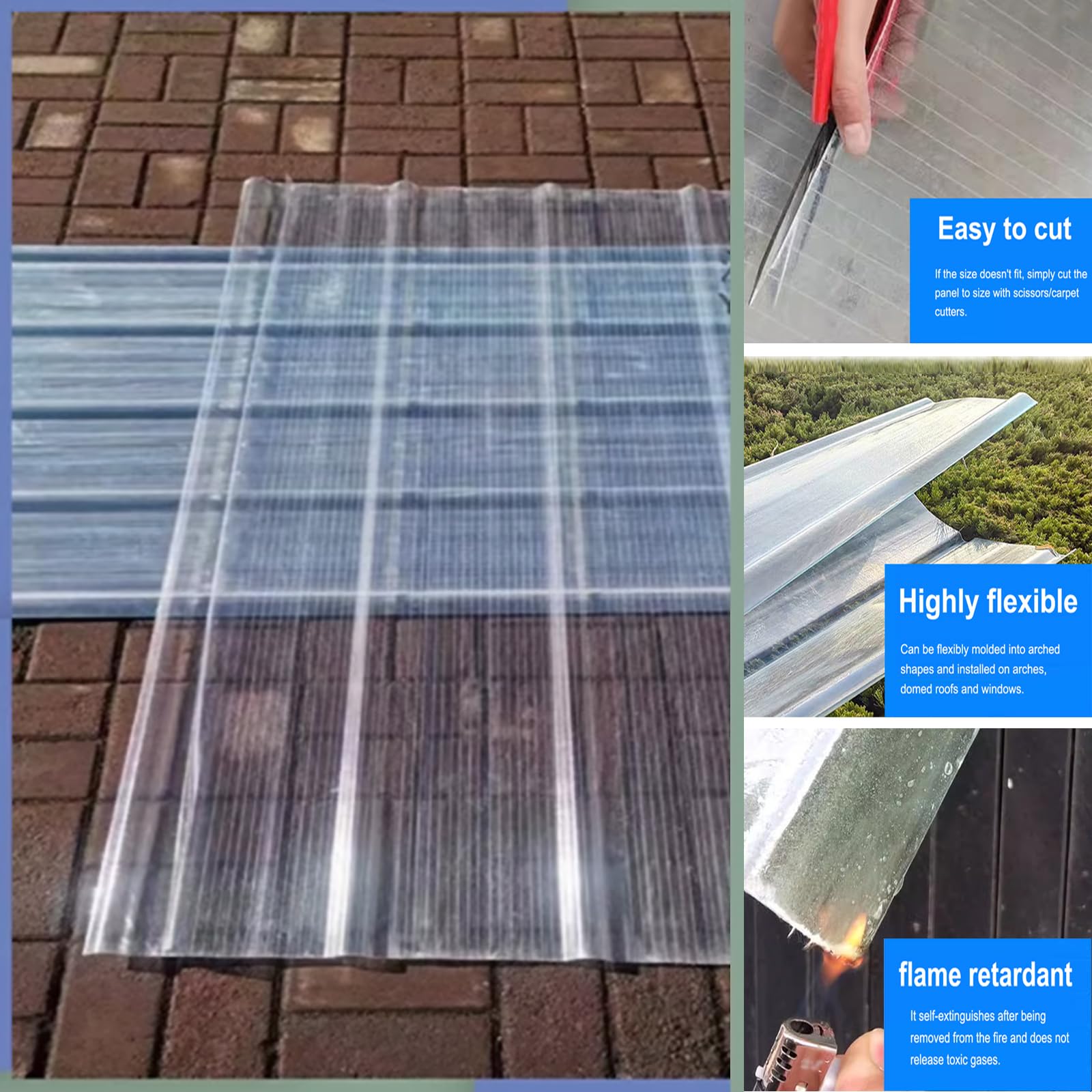 Placa Ondulada,Planchas Transparentes Tejados,Paneles para Tejado a Prueba de Lluvia,Captadores de Luz,Chapa Tejado de Aislamiento,Lámina Techo,para Invernadero Cochera (0.9x1.5m/35x59in)