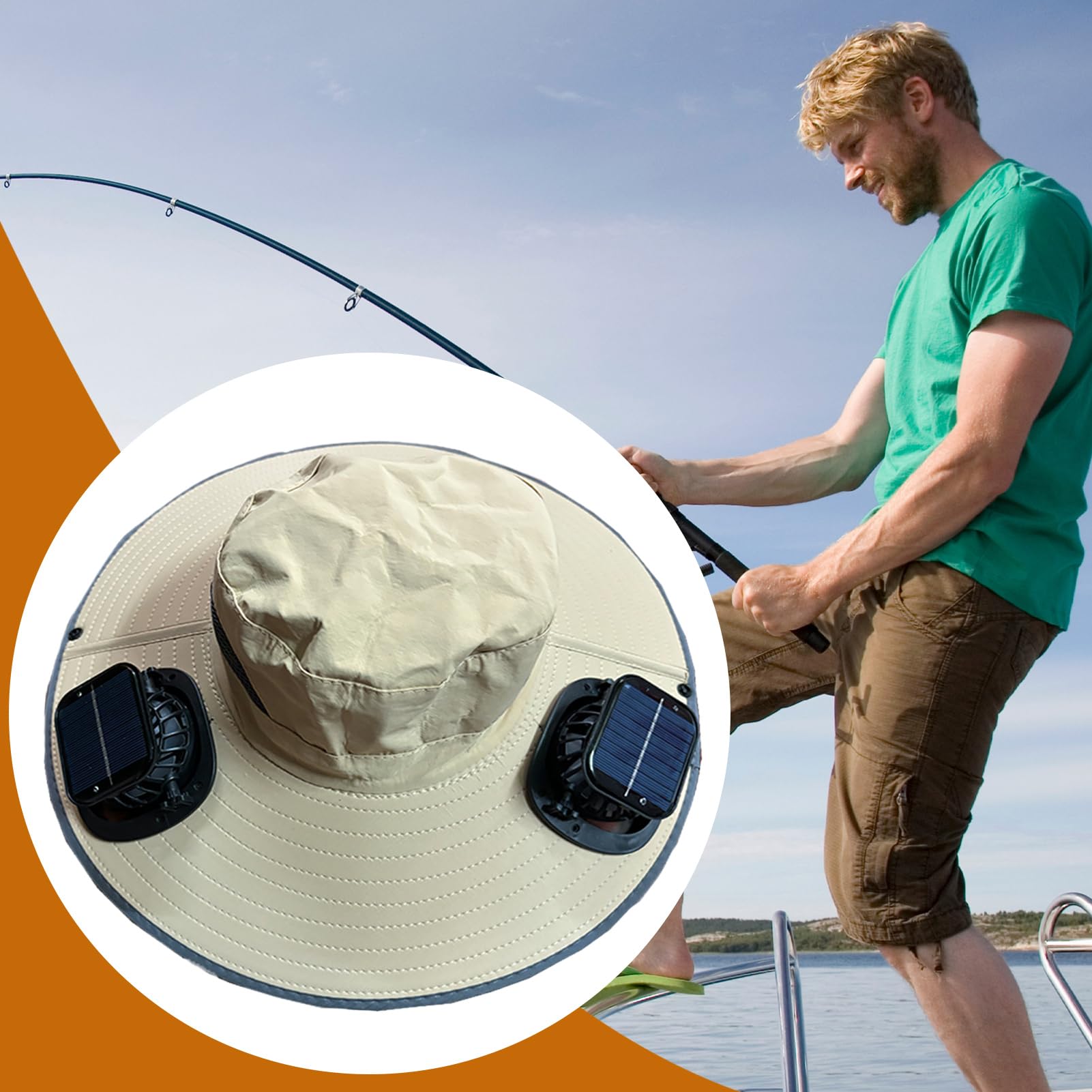 Cappello con Ventole a Energia Solare Cappello Leggero con Ventilatore | Cappello a Tesa Larga con Ventilatore Solare Outdoor Attrezzatura Personale Per Spiaggia Pesca Campe