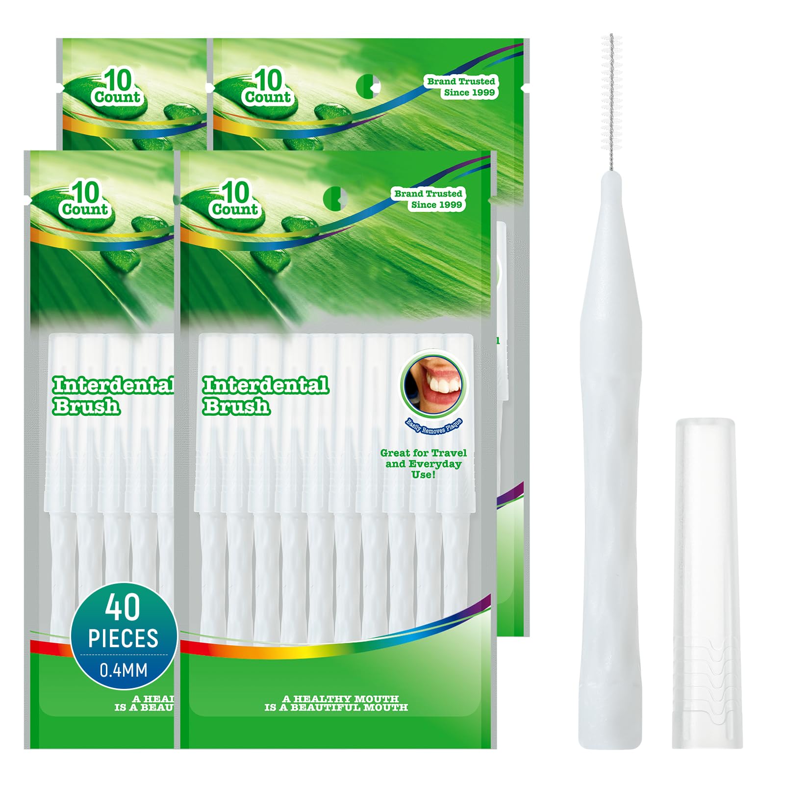 40 Pezzi Scovolini Interdentali,0,4 MM,Pulizia Interdentale, Rimozione Placca Interdentale per Spazi Stretti