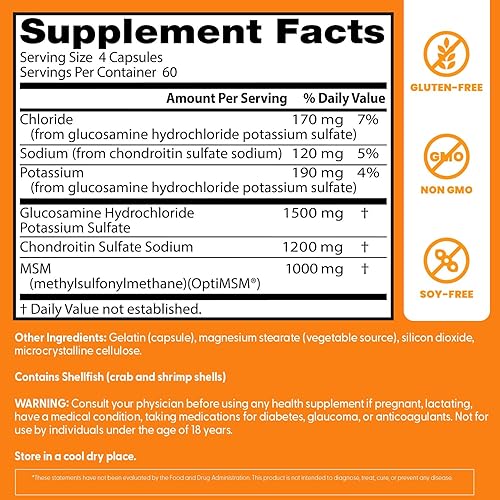 Miniatura 4 de Doctors Best Glucosamina condroitina Msm con cápsulas OptiMSM que apoya la estructura articular saludable función y comodidad sin OMG sin gluten sin