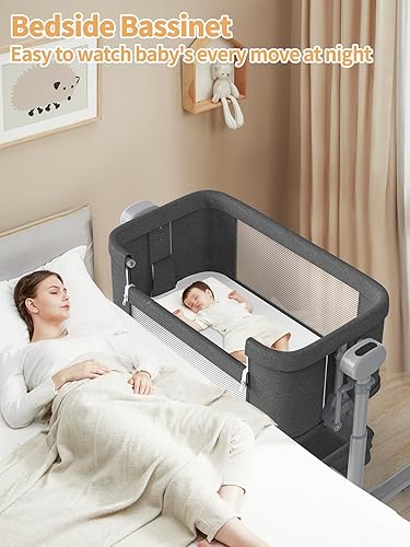 Miniatura 3 de Moisés mecedor eléctrico para bebé, 4 en 1, cuna de noche con ruedas, moisés automático con control remoto, cuna en cama recién nacido con ajuste de