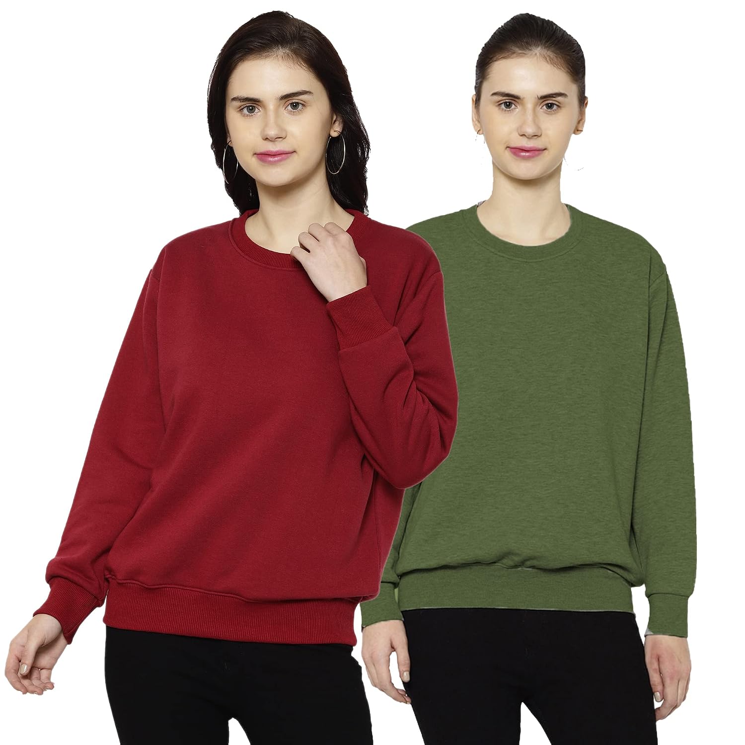 Mack Jonney Fleece Round Neck Sweatshirt for Women (Pack of 2)-SW_RN_MRN_NVY_002-P - Review, Price and Buying Guide