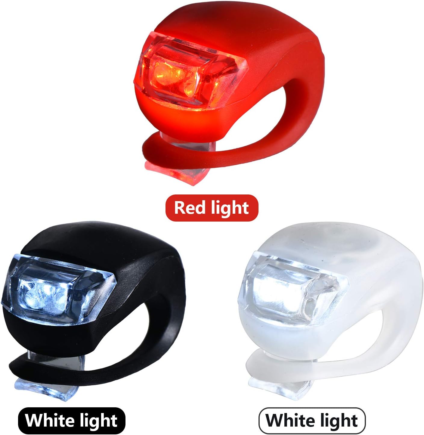 Mudder 12 Pieces Bicycle Light Silicone LED Bike Light Waterproof Bike Headlight and Taillight