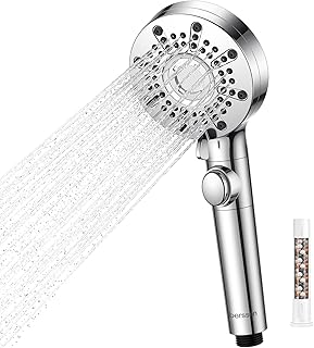 Duschkopf mit Filter, Hochdruck Brausekopf Dusche mit 5+1 Strahlarten, Sparduschkopf mit Filter-Funktion，Wasserstopp-Funktion, Abnehmbar für den Einsatz als Spritzpistole