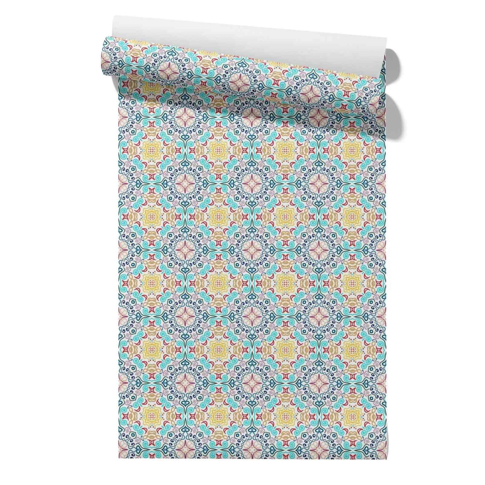 CEVAN Peel and Stick Wallpaper 3D Self Adhesive Lining Mandala Retro Ethnic Roll Large Covering Peel Stick Accent Wall Wallpaper 45x200cm