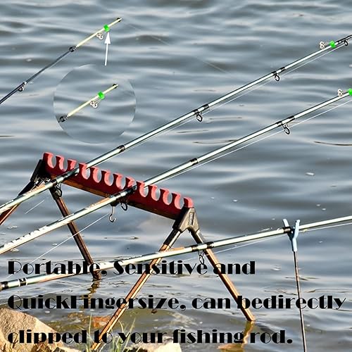 Miniatura 6 de LLDYNW 10 unidades de alarma de pesca, campanas de alarma de pesca de noche con clip de alarma de mordida de pesca, clips de plástico para caña de