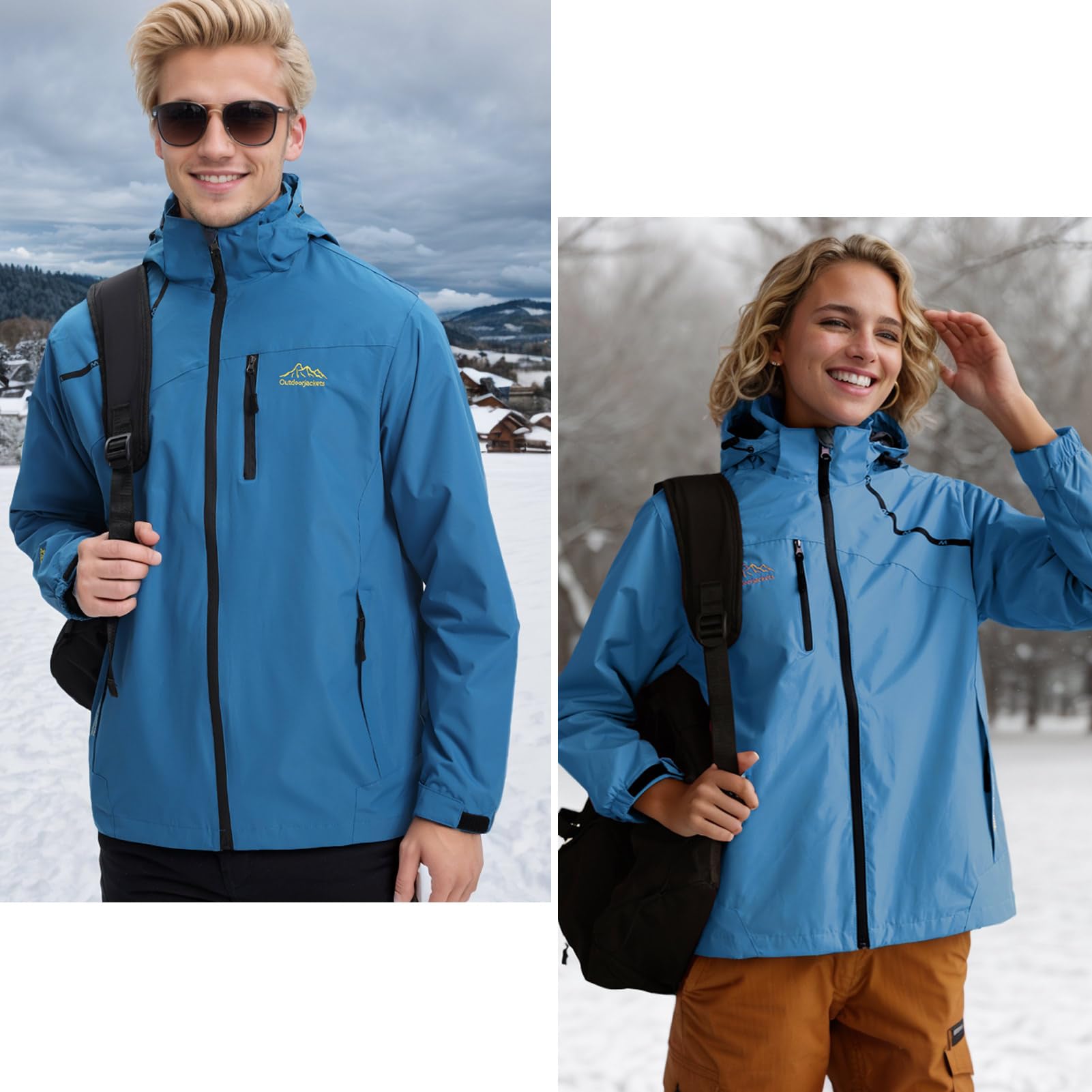 HVECZIXP Chaqueta Impermeable Hombre Mujeres Extraíble Ligera Windbreaker, Cortavientos para hombre con capucha Montañismo Al aire libre Viajar