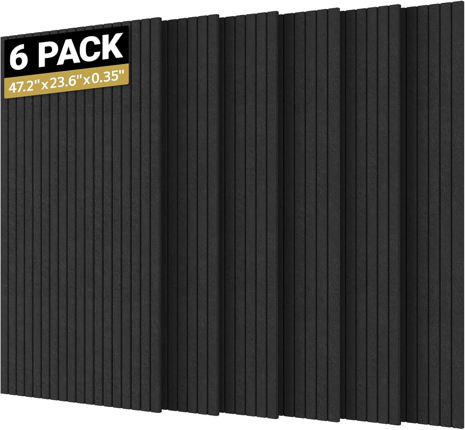 TONOR 6 Pack Large Acoustic Panels,47.2" X 23.6" X 0.35" Acoustical Wall Panel, Self-Adhesive Sound Proof Panels, Decorative Soundproof Wall Panels for Echo Absorption for Home Studio Office, Black 6PCS 48" X 24" X 0.4" Black
