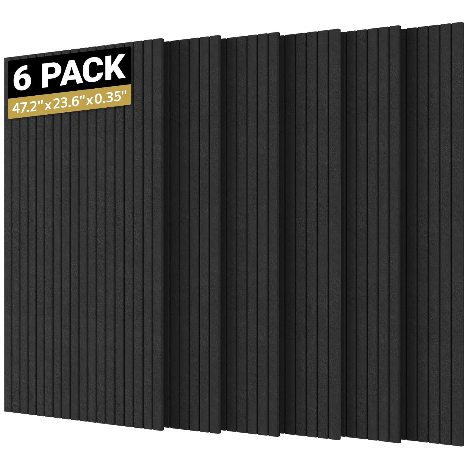 TONOR Lot de 6 Grands Panneau Acoustique Mural, 120x60x0,9 cm Mousse Acoustique Décorative Autocollante Pour absorber les échos dans les Maisons, les Bureaux et les Studios D'enregistrement, Noir