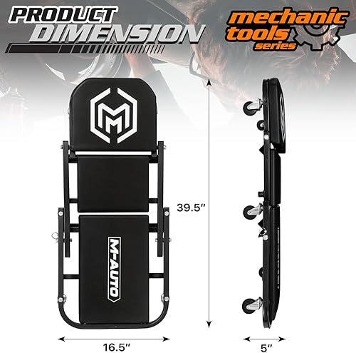Miniatura 53 de M-AUTO Z Creeper plegable 2 en 1 - Enredadera y asiento plegable para automóvil, silla de garaje ajustable de 36 pulgadas para acostarse o sentarse