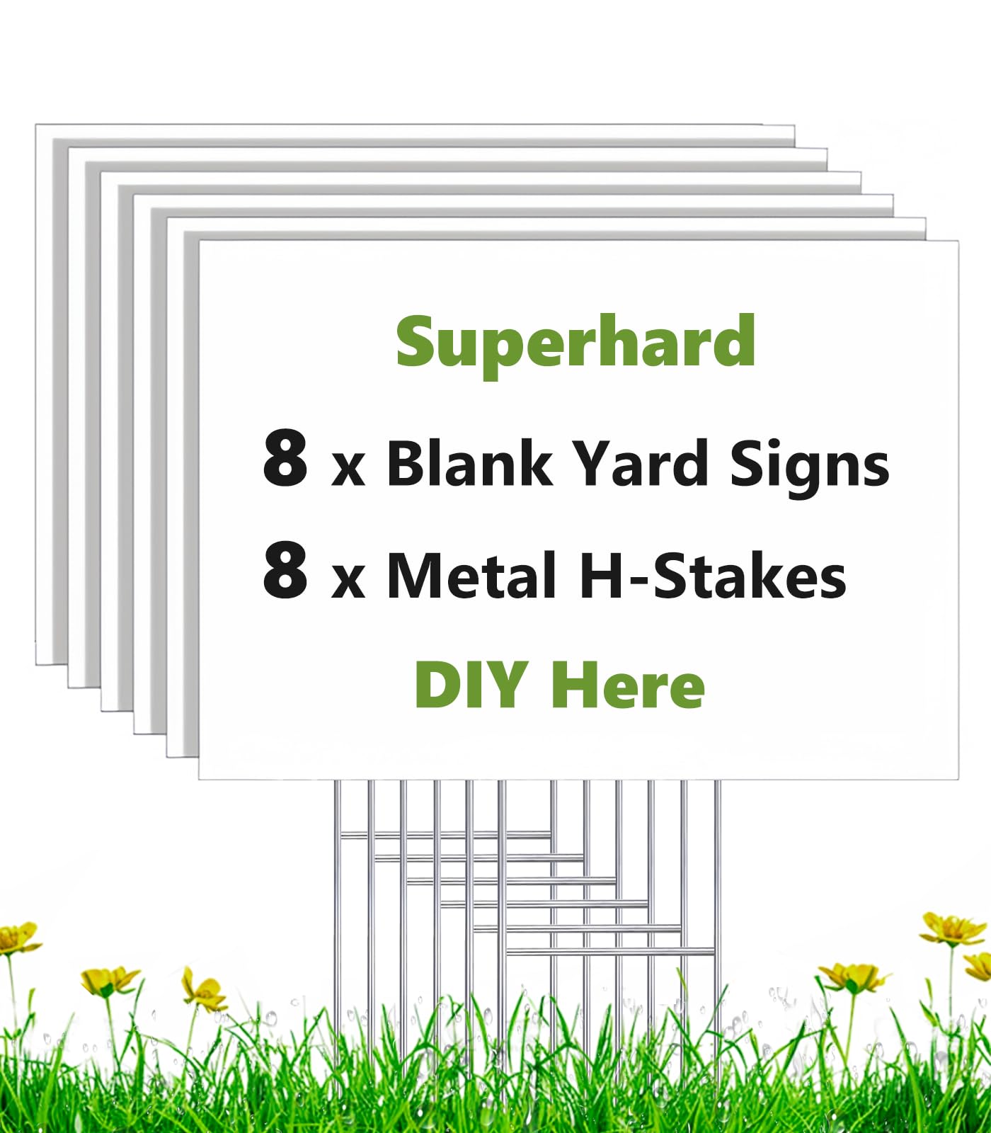 Rtshuok 8 Pack 17 x 12 White Blank Yard Signs with Stakes, Weatherproof Corrugated Plastic Board Sign, Blank Lawn Signs for Outside Rent, Sale, DIY,