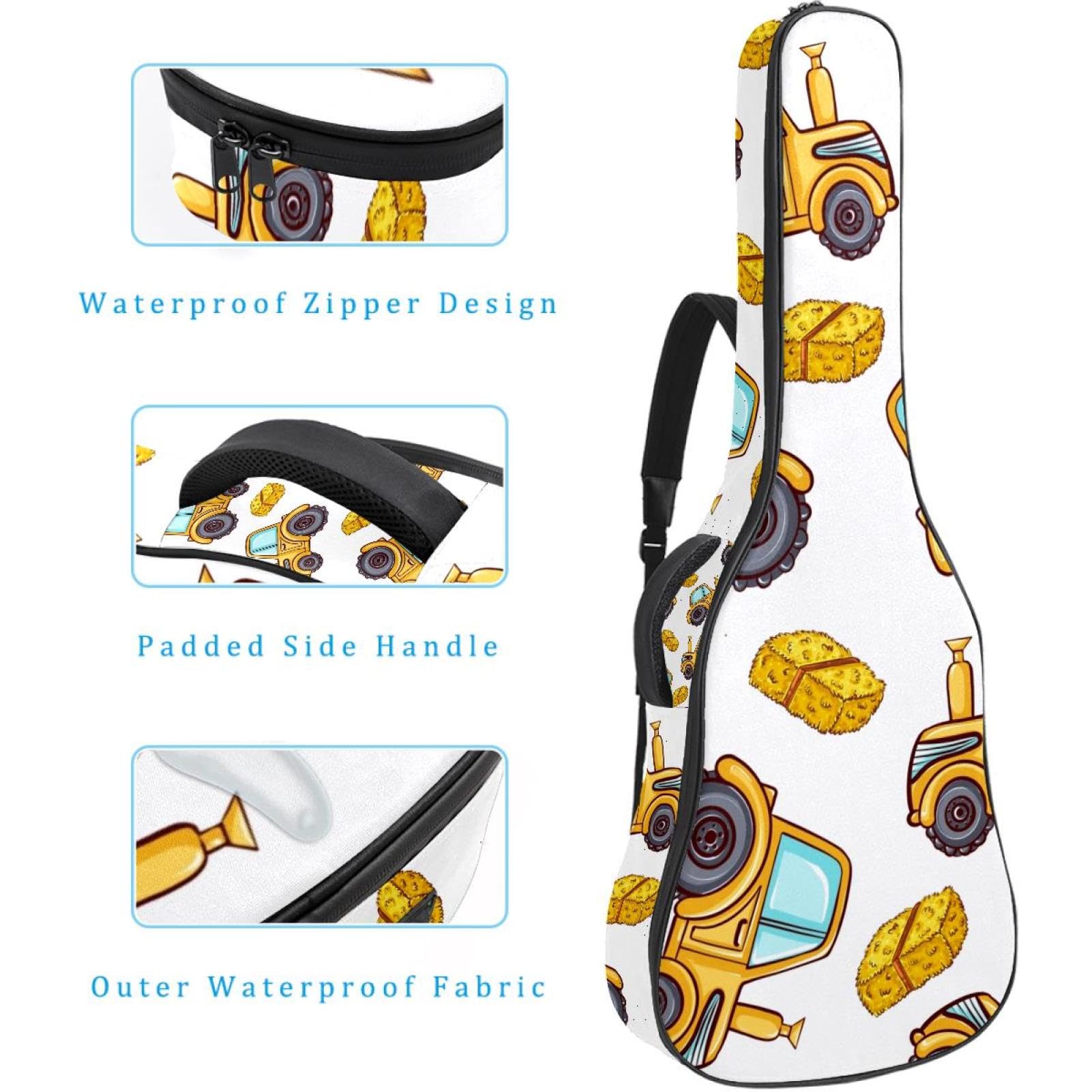 Torba na gitarę akustyczną wodoodporny plecak na gitarę grubo miękko wyściełany samochód klasyczna obudowa na gitarę, wielobarwny, 42.9x16.9x4.7 in, Organizer do torby