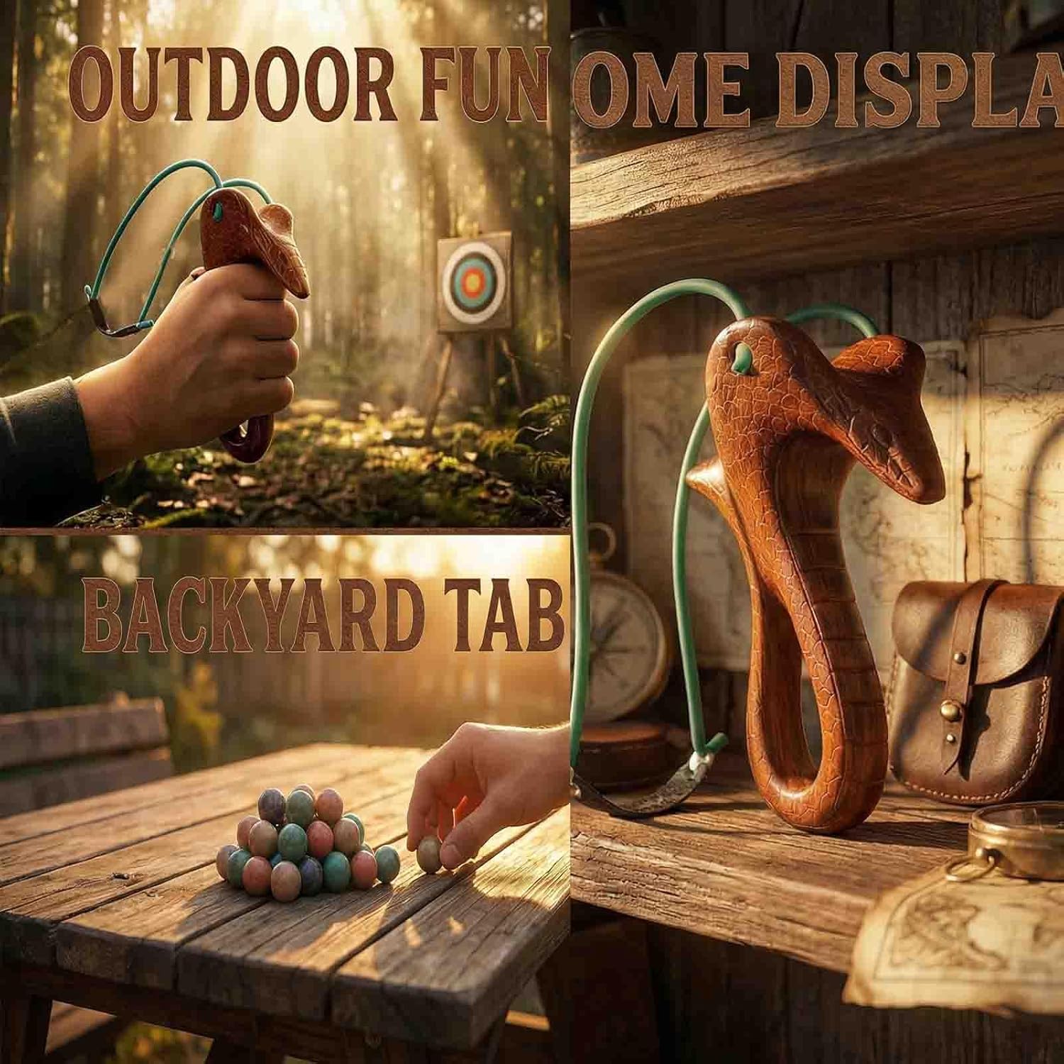 Handcrafted Hardwood Slingshot is a Collector-Grade Decorative Item Adults. Featuring Exquisite carvings, an Elastic Band, and Clay projectiles, Gifts for Men, dads, and Husbands