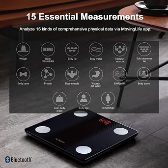 NUTRI FIT Smart Body Fat Bluetooth Scale Slim & Portable + Digital Hanging Luggage Scale for Fish Weight- 2 Pack