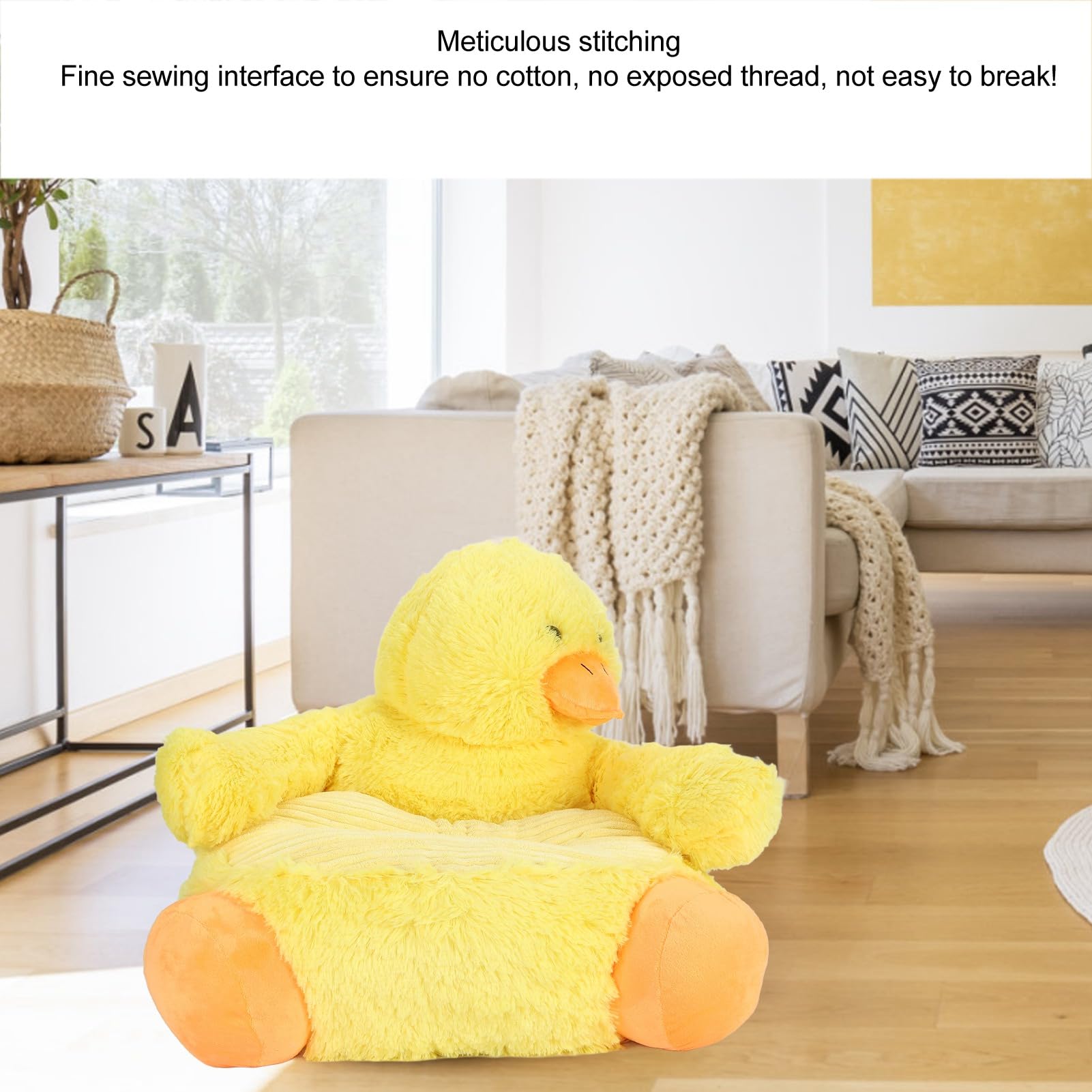 Alomejor Plush Seat Cushion with Backrest, Soft Yellow Chair