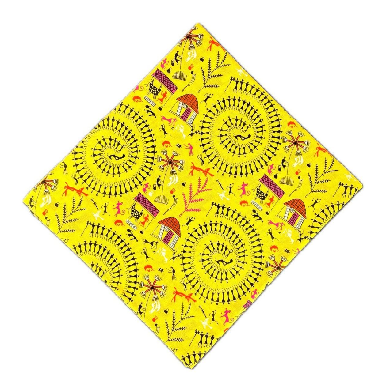 Pure Cotton Printed Blouse Piece 1 METRE BLO_Folk_Yellow-image-16