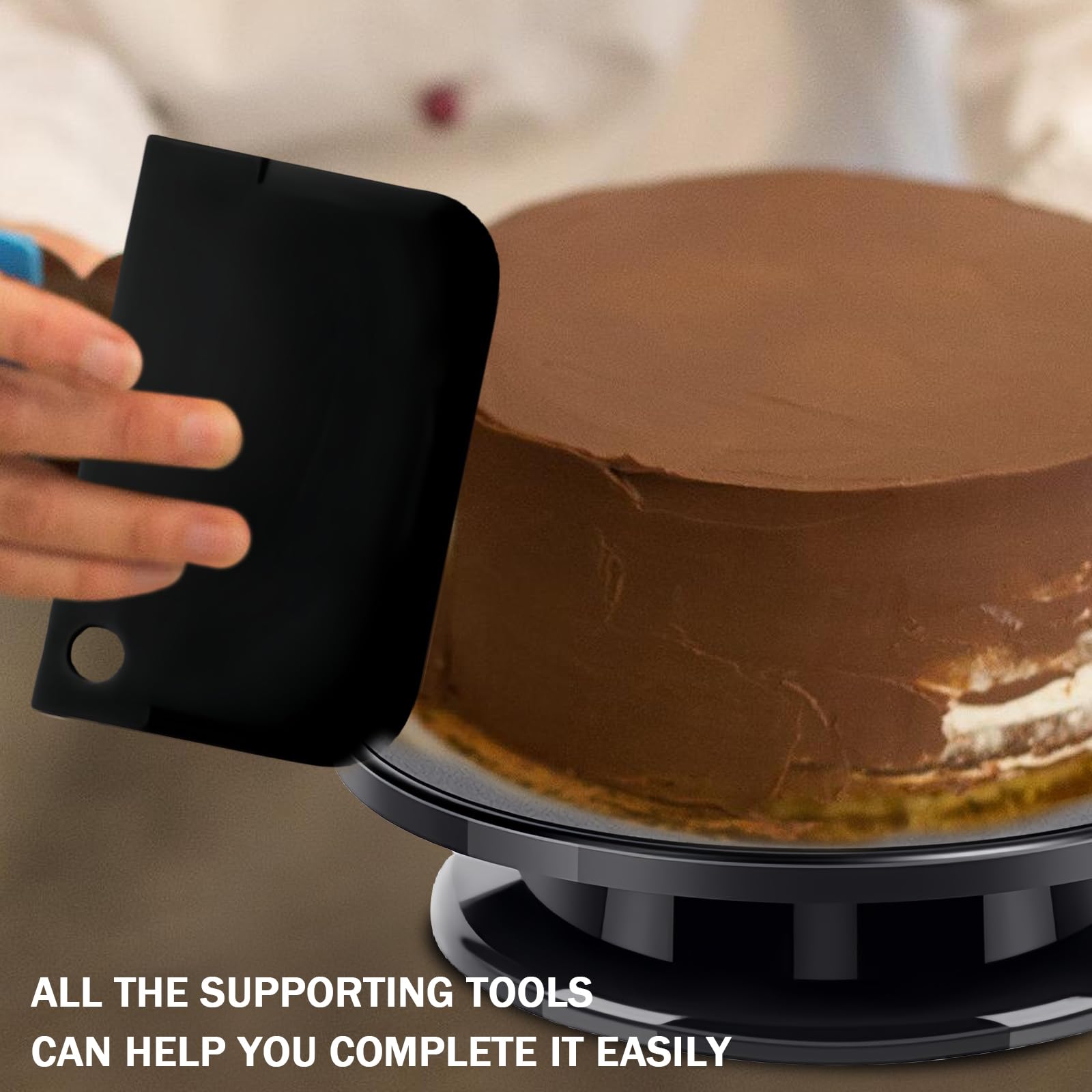 Vassoio Girevole Per Torta Da 27 Cm Con 2 Spatole Per Gelato E 3 Spatole Per Impasto, Supporto Girevole Per Pasticceria E Decorazione Di Torte