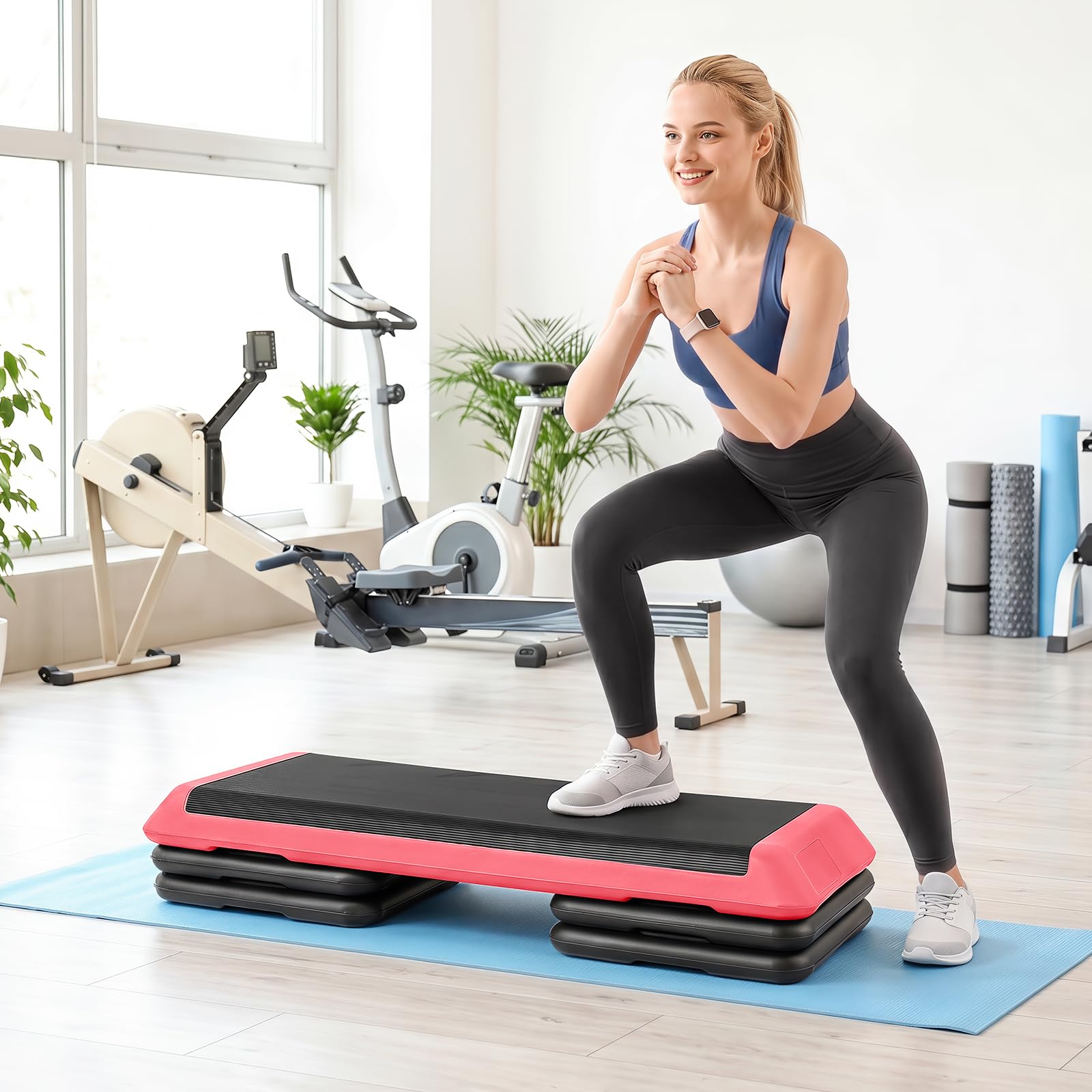 COSTWAY Step Fitness con 4 Blocchi e Altezza Regolabile | Stepper Fitness da Aerobica con Pedana in Plastica Antiscivolo, Allenamento Fisico per Casa, Palestra e Ufficio