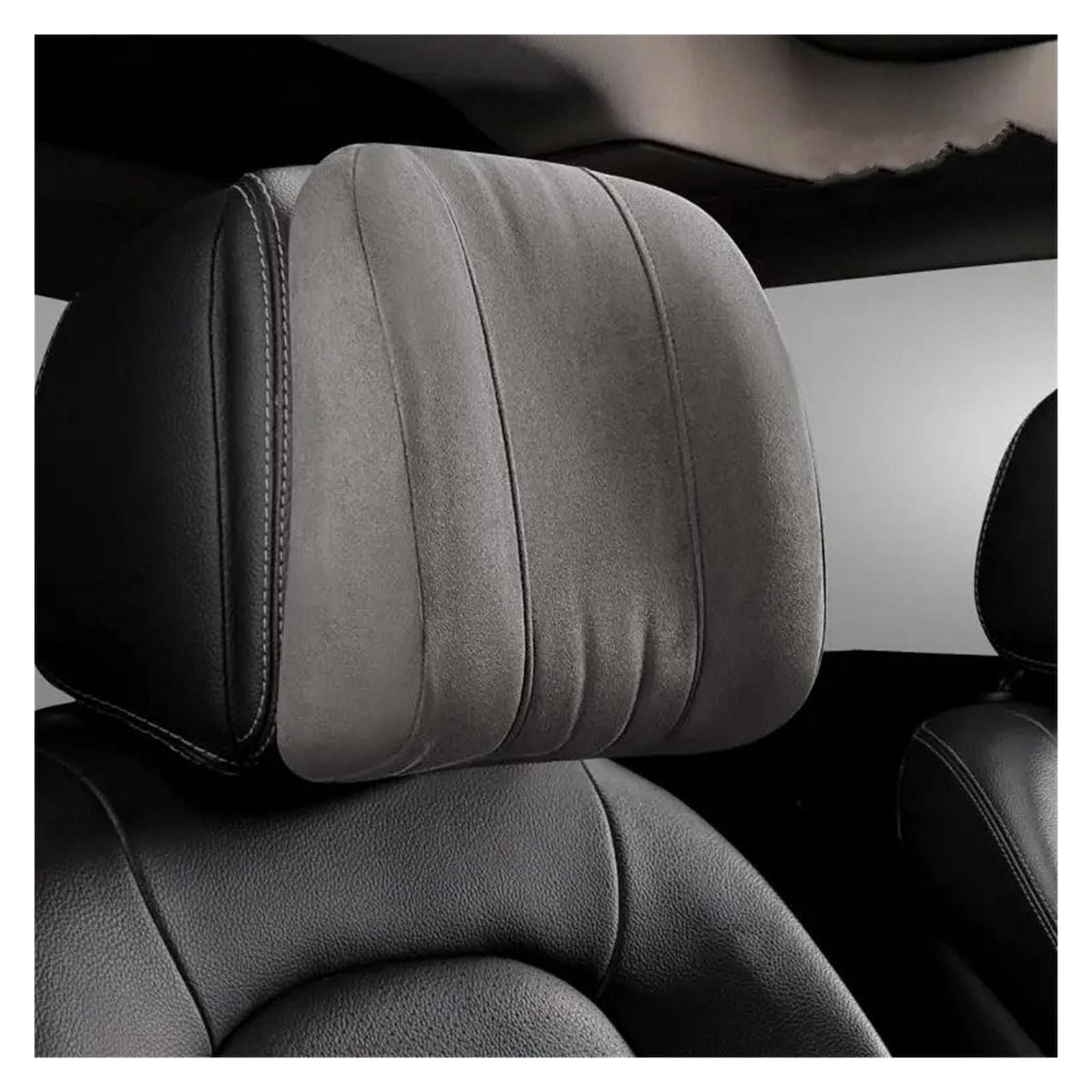WINVOX Interior Accessories Memory Foam Headrest Lumbar Support With Suede Fabric For Cervical/lumbar S-level Support Seat Covers(Gray headrest)