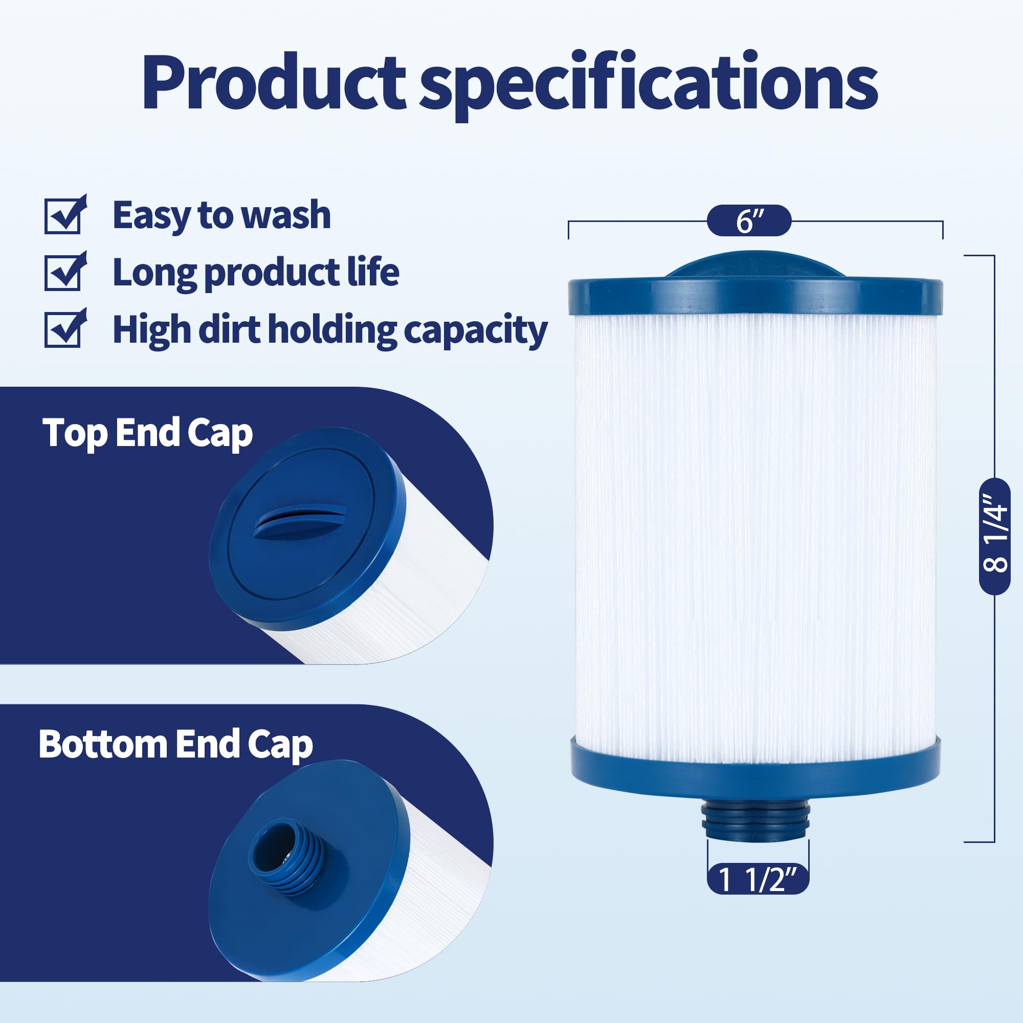 TALANDO 2-Pack Replacement for Spa Filter PWW50P3(1 1/2