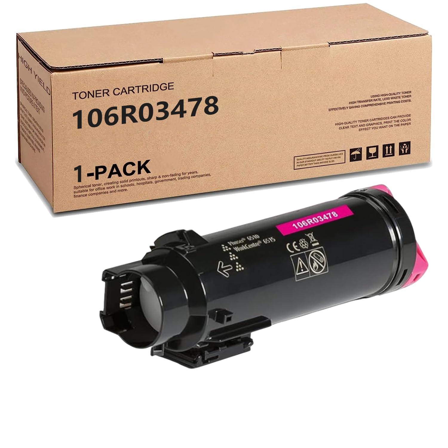 106R03478- Compatible for Xerox Phaser 6510/ Workcentre 6515 Black High Capacity Toner-Cartridge (5500 Pages)-1 Pack (Magenta)