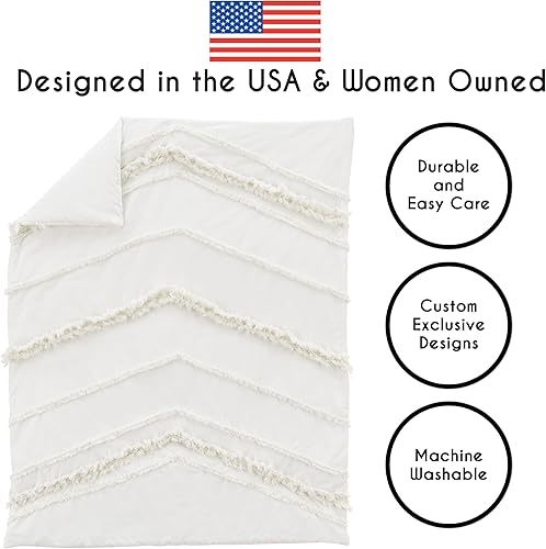Miniatura 4 de Sweet Jojo Designs Juego de ropa de cama para cuna de bebé de 4 piezas (100% algodón marfil boho) para niños o niñas, bebésguardería, incluye manta,