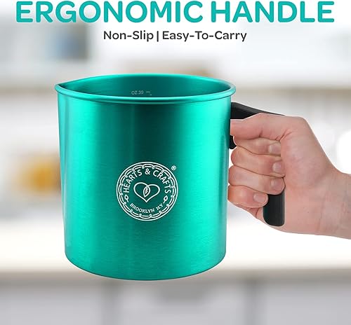 Miniatura 4 de Hearts & Crafts Macetas de velas, 32 oz. Olla de vertido de aluminio para 2 libras de cera derretida, color verde azulado, ideal para velas, artes y