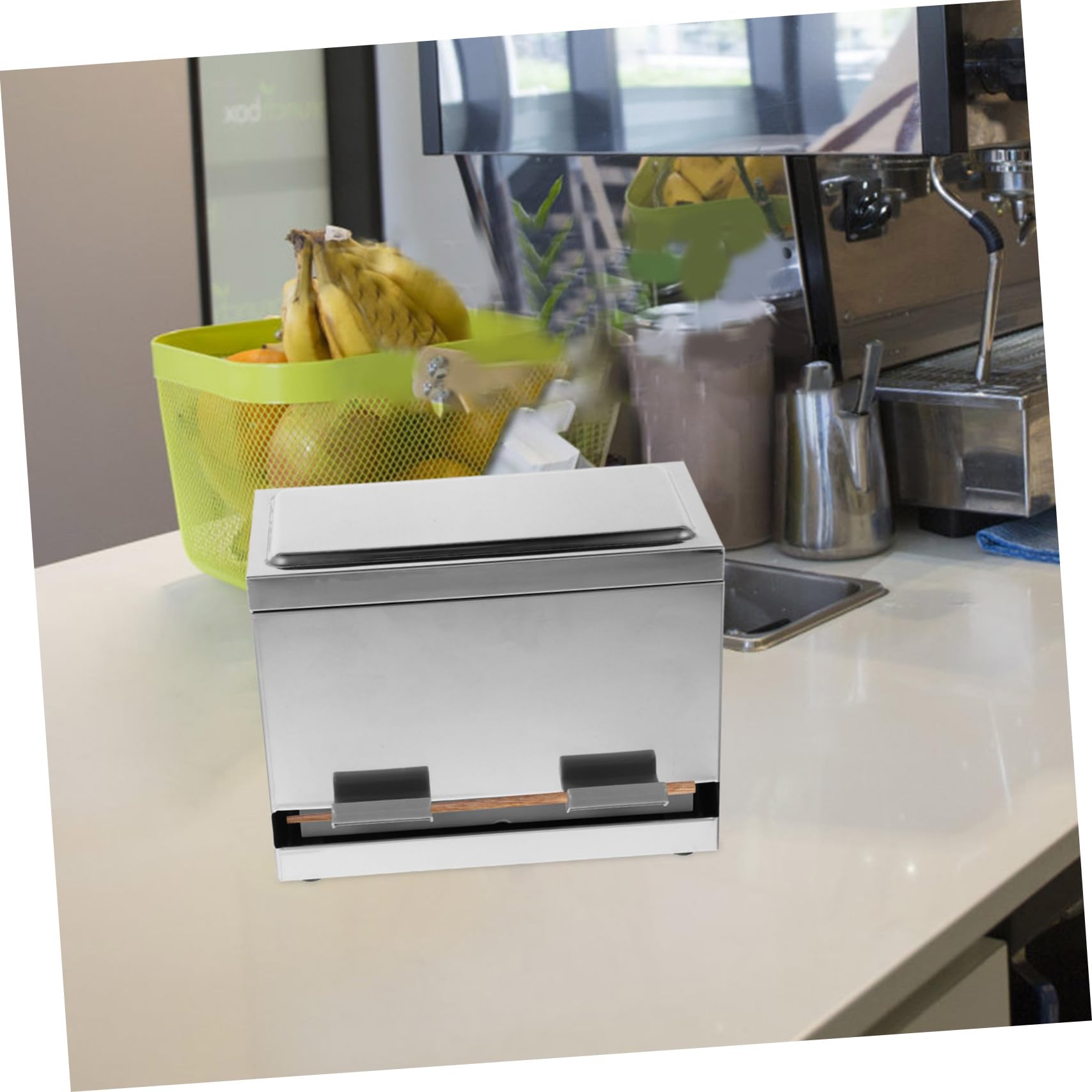 Ciieeo Multifunktionaler Edelstahl Strohhalmhalter und Essstäbchenhalter mit Deckel Automatische Druckfunktion Große Kapazität für Zuhause und Restaurant