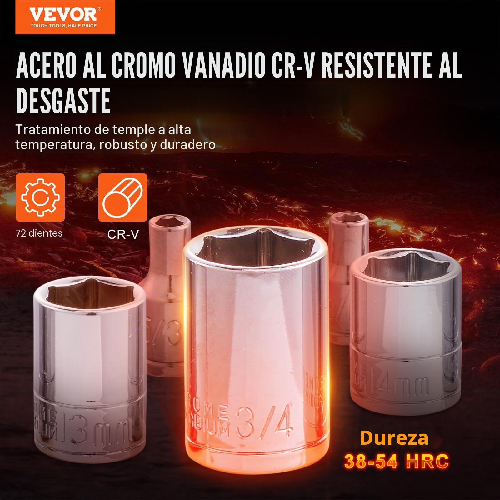 VEVOR Juego de herramientas mecánicas y juego de enchufes, 1/4 pulgadas y 3/8 pulgadas de profundidad y llaves estándar, kit de herramientas mecánicas SAE y métricas con brocas, llave combinada,