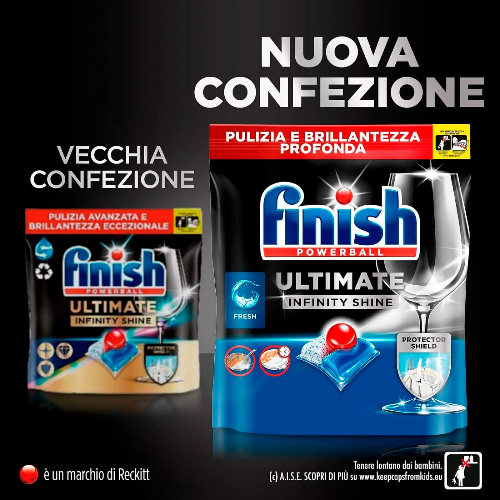 Finish Powerball Ultimate 212 Pastiglie Capsule Limone Lavastoviglie Azione Sgrassante Contro Macchie di Bruciato Brillantezza Eccezionale Pulizia Intensa - 4 Confezioni da 53 Tabs