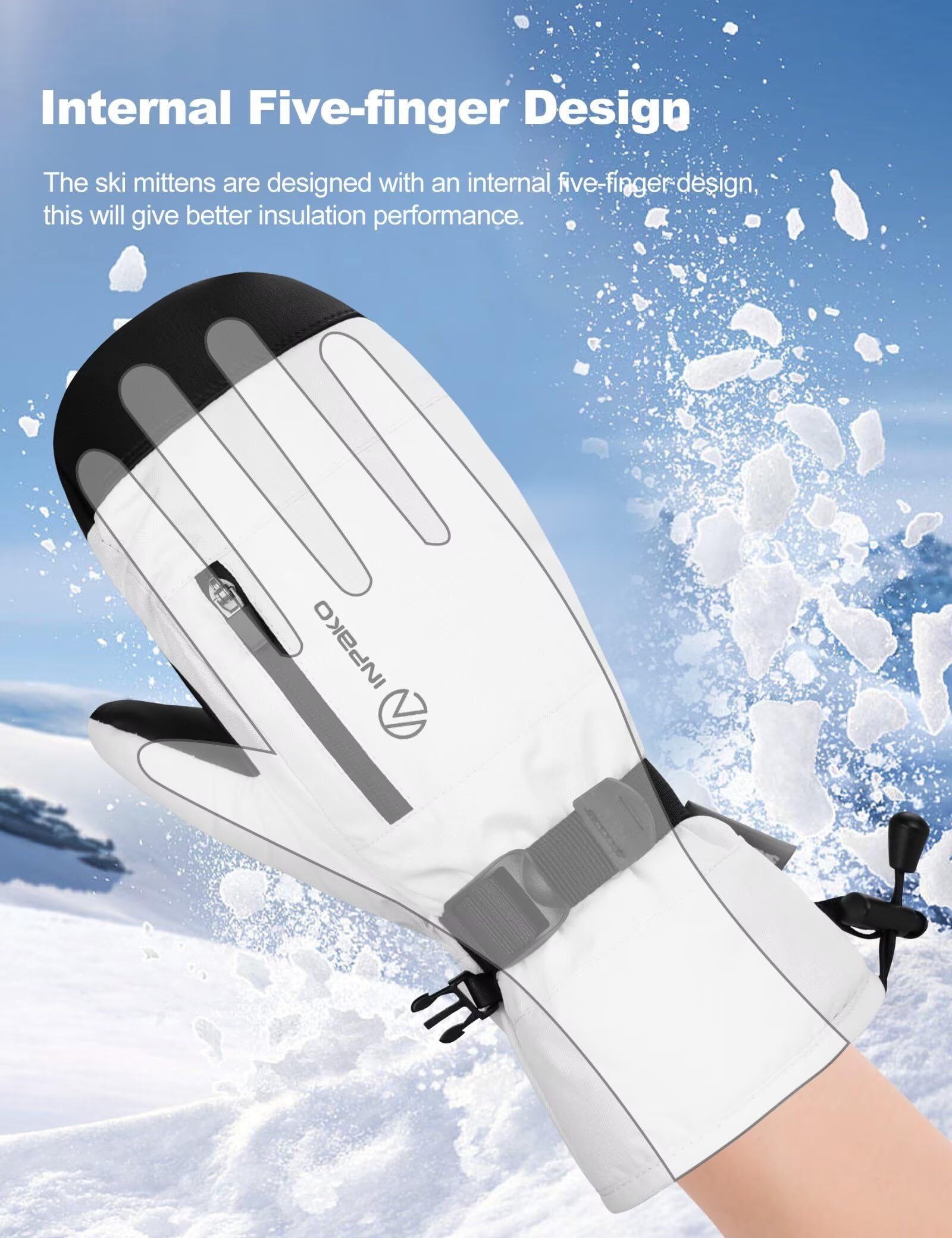 Guantes de esquí de invierno para hombre y mujer, guantes impermeables 3M Thinsulate con forro interior, guantes de snowboard para pantalla táctil, guantes térmicos de 5 capas para clima frío,