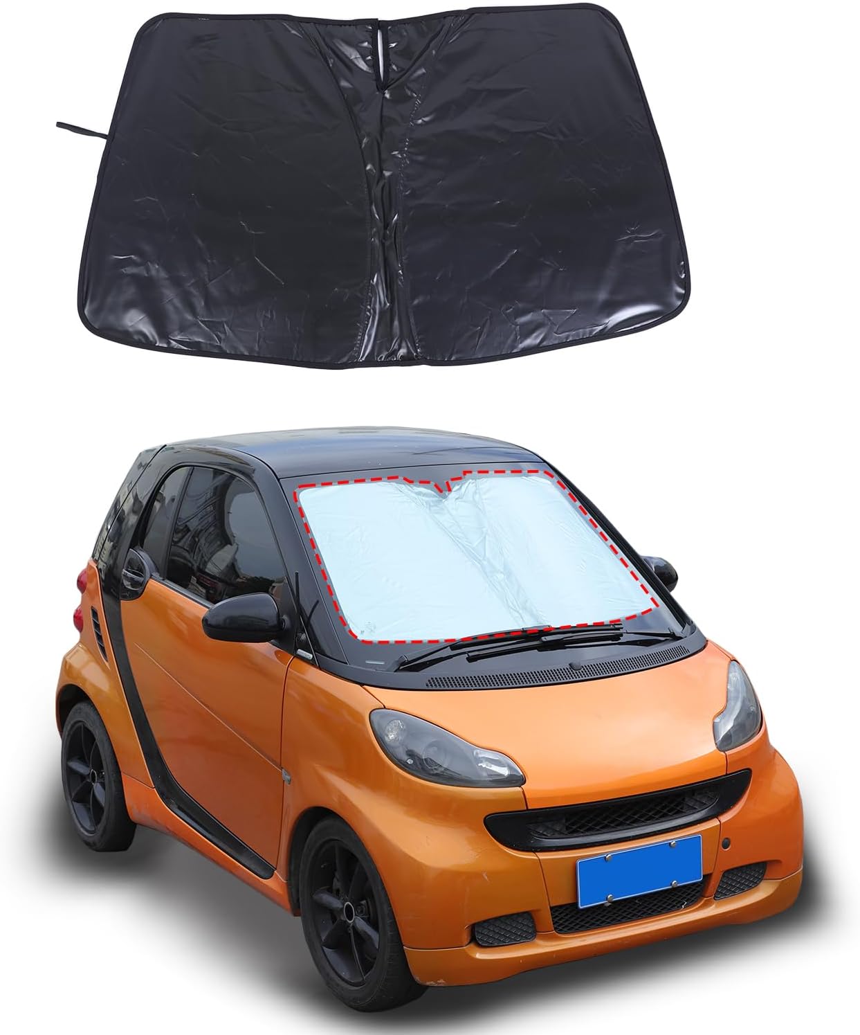 Windshield Sun Shade Compatible with Benz Smart 2015-2021 Accessories, Front Window Shades Cover for Windshield Sun Visor Screen Protector, Block UV Rays Cool