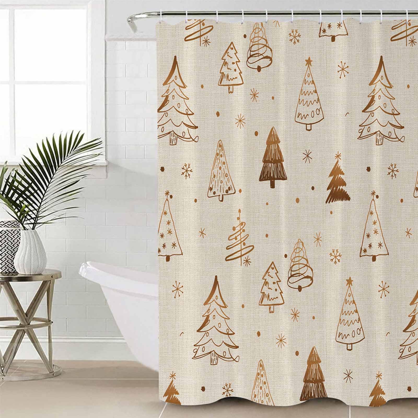 Christmas Shower Curtain Set with Hook 72"x78",Washable Cloth Polyester Fabric Shower+Curtain,Waterproof Bath Curtains for Bathroom,Bathtubs Decor